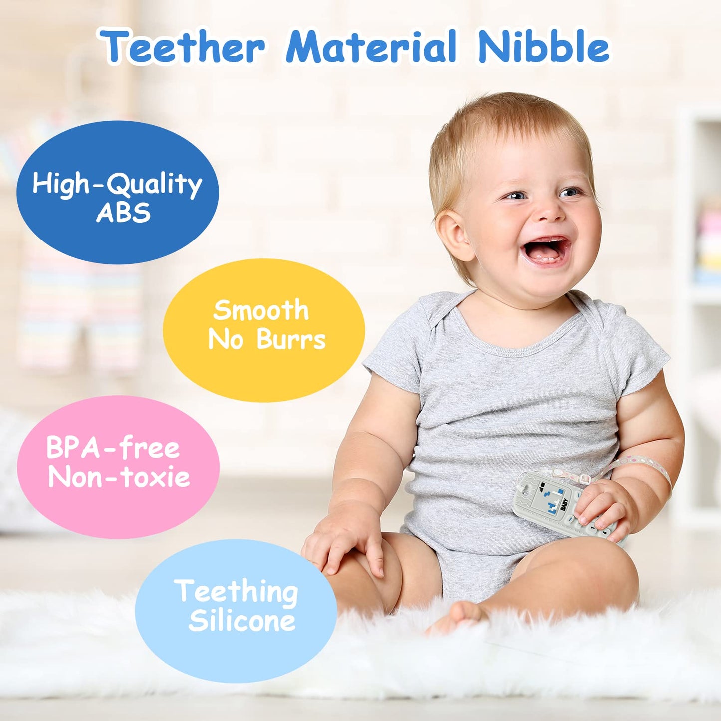 2Pcs Silicone Baby Teething Toys,Remote Control Shape Teething Toys And Phone Teething Toys With 2Pcs Pacifier Clip,Bpa Free Sil