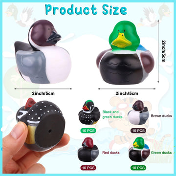 40PCS Family Mallard Rubber Duck 4 Assorted Rubber Ducks for Fun Bath Squirt Squeaker Duckies, School Classroom Present Bath Toy