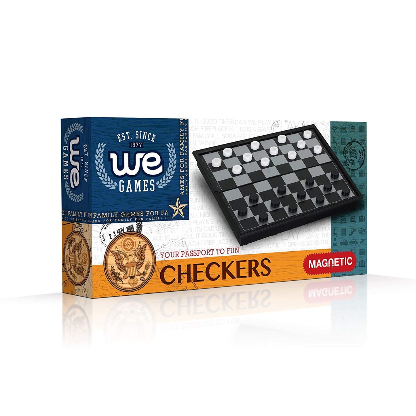 We Games Travel Magnetic Checkers Set - 8 Inch Travel Games For Adults, Magnetic Travel Games, Checkers Board Game, Pocket Games For Vacation, Portable Travel Size Games