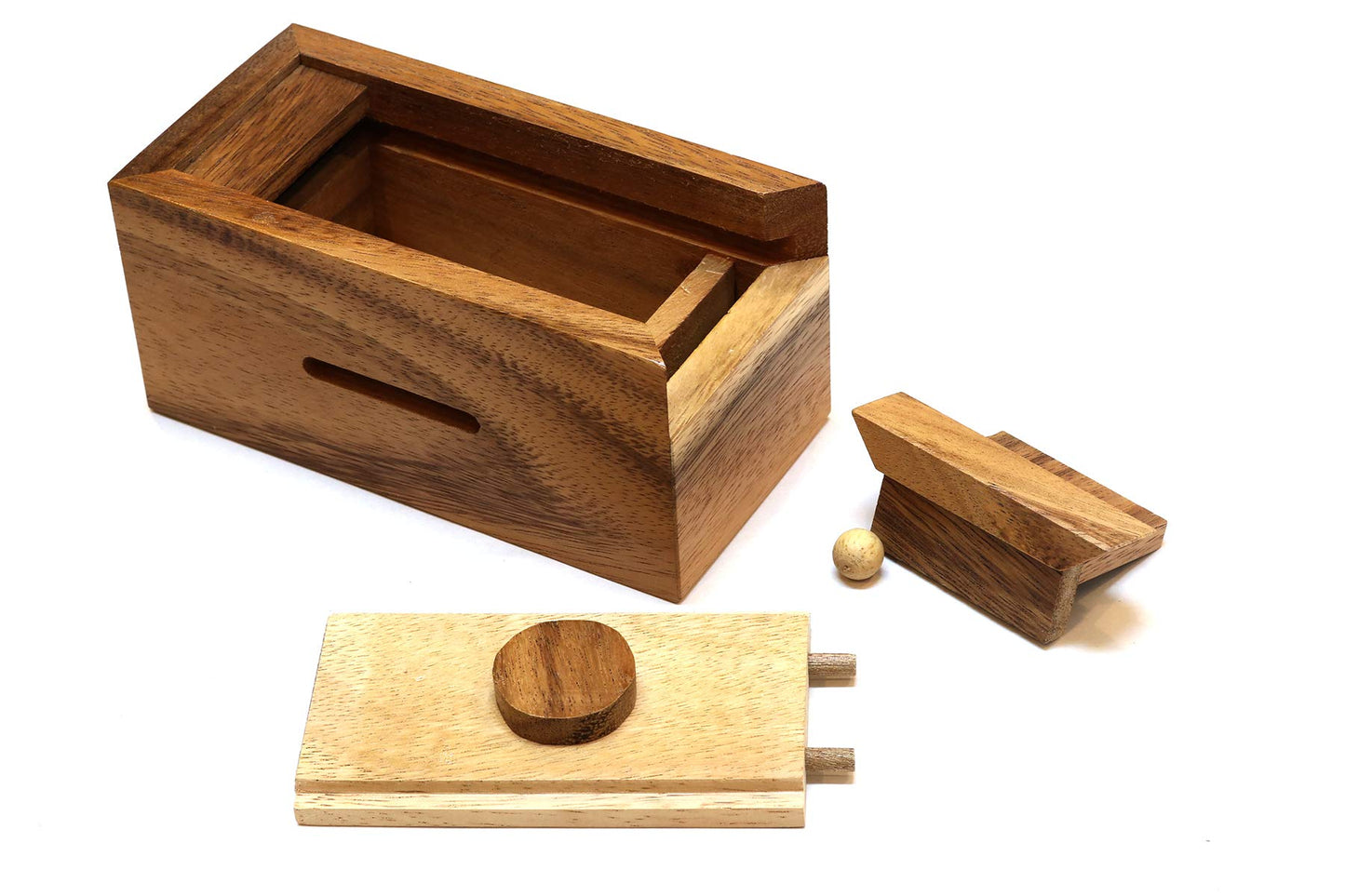 Treasure Chest: Triple Puzzle Lock Box Game For Teenagers & Kids: Magic Money/Small Trinket/Gift Card Holder - Wooden Secret Com