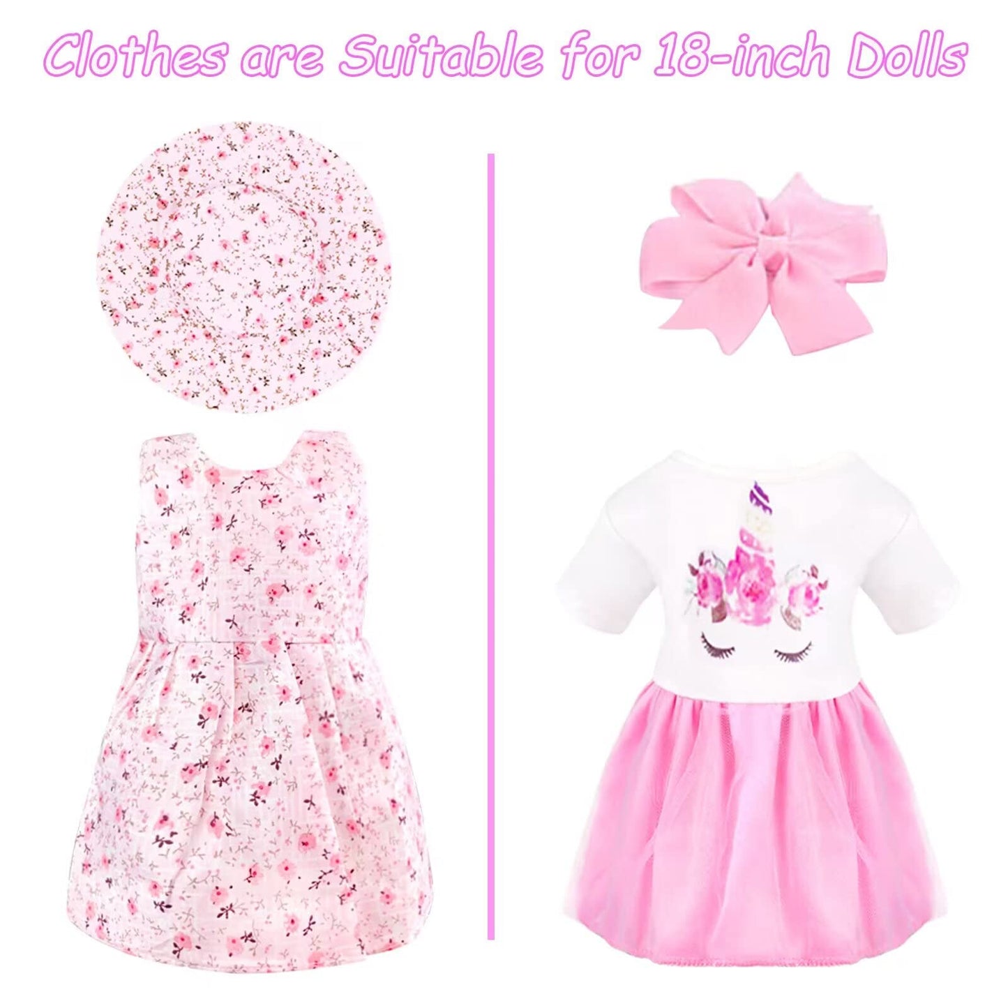 Bnuzeiyi 17Pcs 18 Inch Girl Doll Clothes And Accessories Doll Accessories Travel Play Set With Travel Pillow Camera For 18 Inch Dolls Gift For Girls