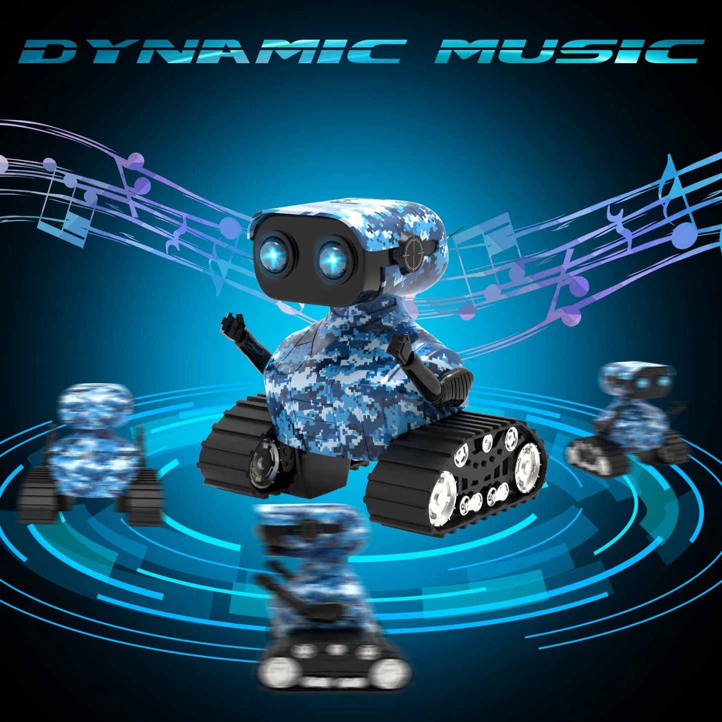 WeWi HLTH Robot Toys, Rechargeable RC Robots for Boys, RC Robot Toys for Kids, Kids Toys with Music and LED Eyes, 3+ Years Old B
