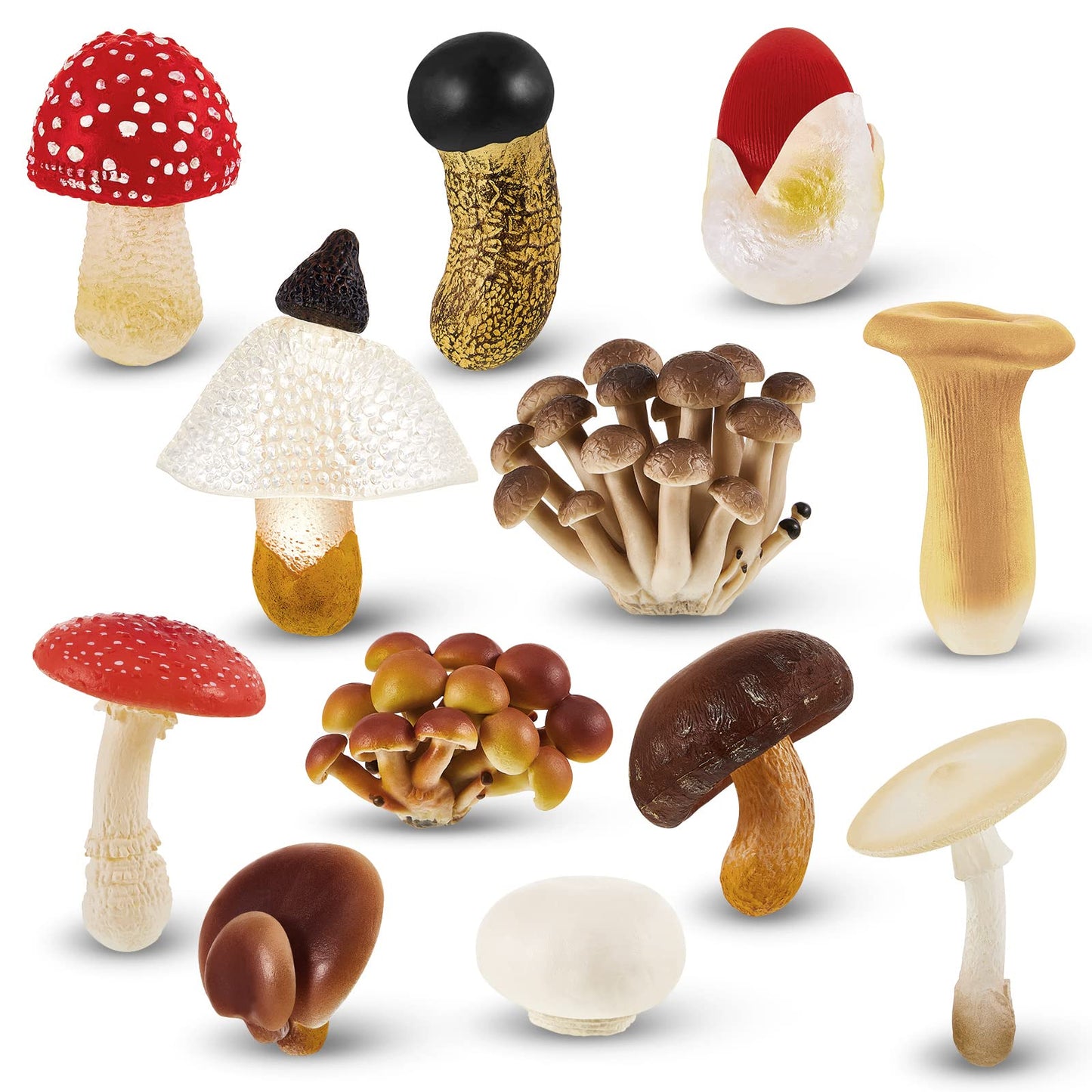 Deekin 12 Pcs Toys Mini Around World City Miniatures Buildings Mushroom Figurines Toys Polar Animal Wolf Realistic Themed Party Gifts (Mushroom)