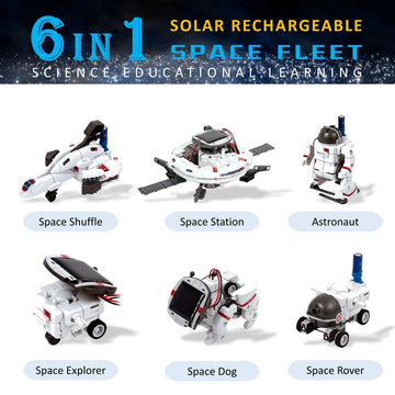 Hechify 6-in-1 Solar Robot Building Kit, Educational STEM Toy for Ages 8-13, White, Model 219A, Perfect Birthday Gift for Kids