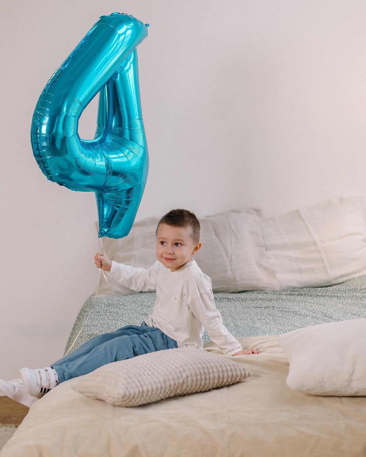 4 Balloon, Blue Number Balloons 40 Inch, 4Th Blue Party Decorations, 4 Year Old Four Large Numbers For Party Decor, Number 4 Bal