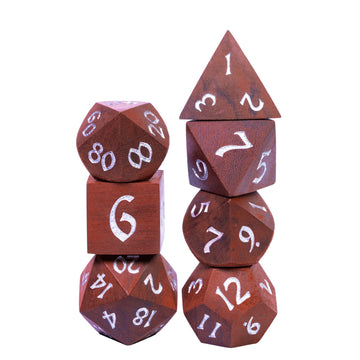 Hddais 7Pcs Polyhedral Dice Set D&D, Rpg Dnd Wood Dice Set With Iron Box For Dungeons And Dragons Role Playing Games(Coralwood)