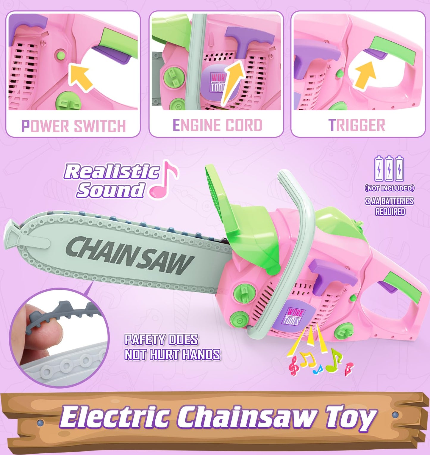 WishaLife Kids Tool Set for Girls - Toddler Tool Set with Toy Chainsaw, Drill, Pretend Play Construction Tools Toy Gift for Kids