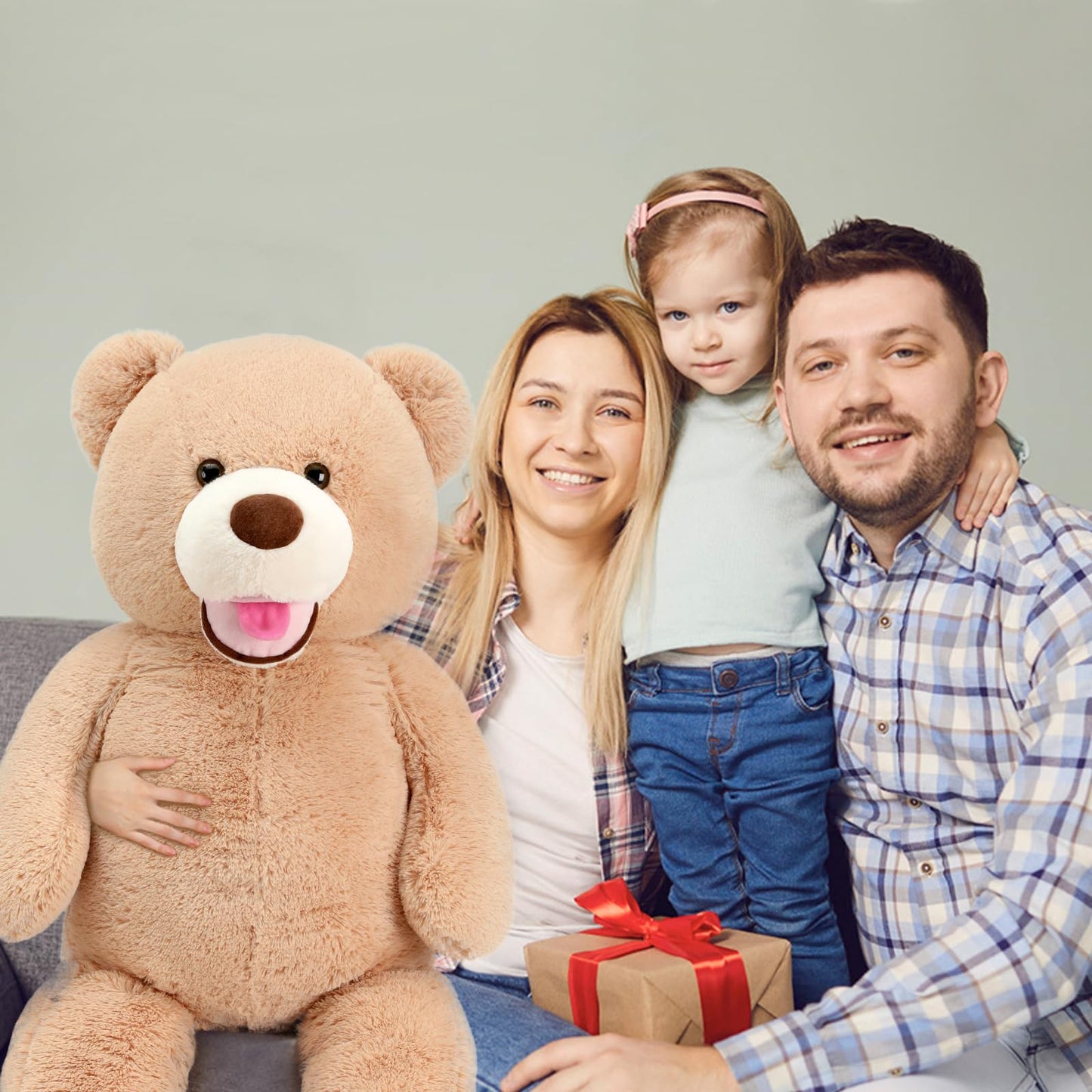 Morismos Big Teddy Bear 4 Feet Stuffed Animal For Girlfriend,Large Teddy Bear For Valentine, 47 Inch Stuffed Bear Baby Shower,Li