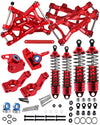 hopsupRC Full Metal Shocks Upgrade for 1/10 Rustler/Stampede VXL, Alloy A Arm, Aluminum Caster Block, Red, Model H-2Rust-Shock-arm