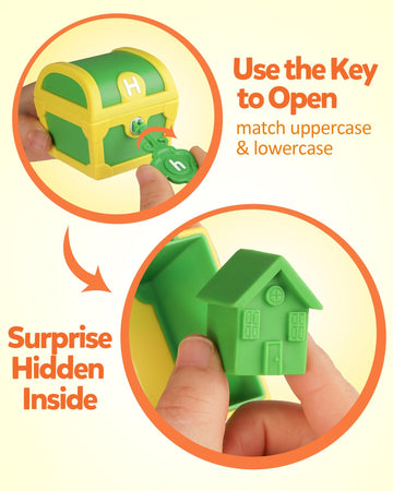 Coogam Alphabet Learning Toys For Toddlers, 26Pcs Surprise Letters Treasure Locks With Keys, Uppercase Lowercase Abc Matching Color Sorting Game, Montessori Fine Motor Skill Gift For 3 4 5 Year Old