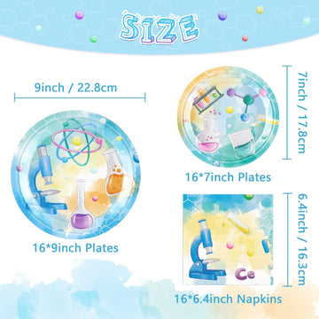 Wernnsai Science Party Decorations - 48 Pcs Science Plates And Napkins Mad Scientist Birthday Party Decoration Chemistry Party Plates Set For Kids Little Scientist Labratory Party Favors For 16 Guests