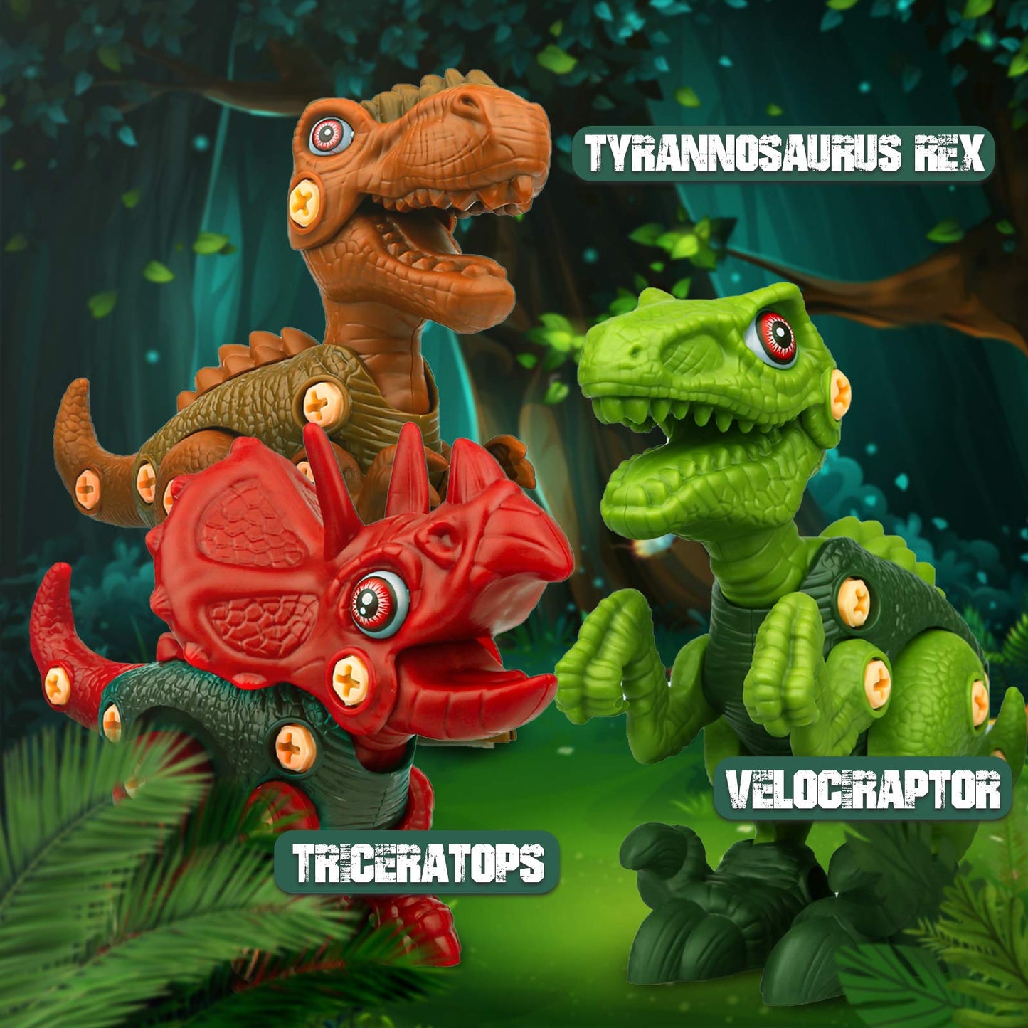 Sanlebi Toy for 4 5 6 7 Year Old Boys Take Apart Dinosaur Toys for Kids Building Toy Set with Electric Drill Construction Engine
