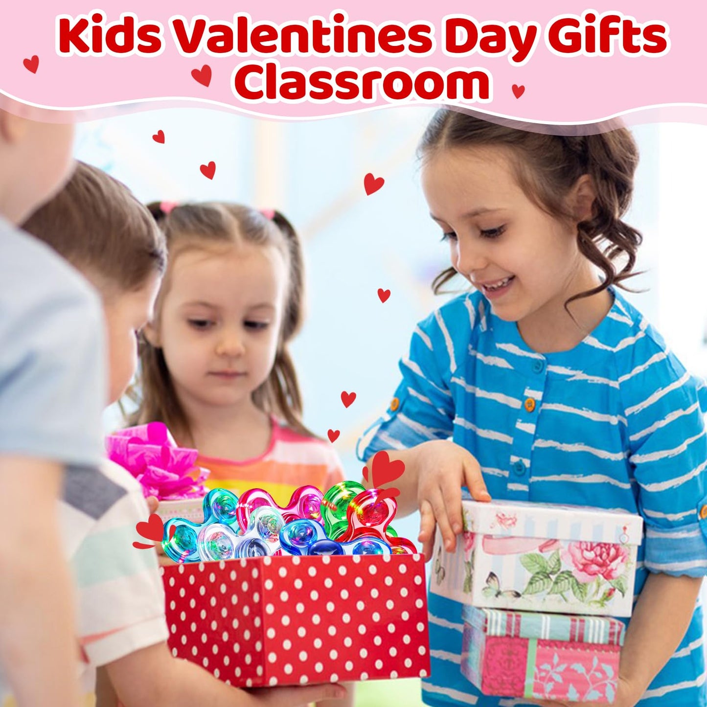 Fidget Spinner For Kids 2 Pack, Light Up Sensory Fidget Toys Adults Kids 4-8-12 With Autism Adhd, Valentines Day Gifts For Kids