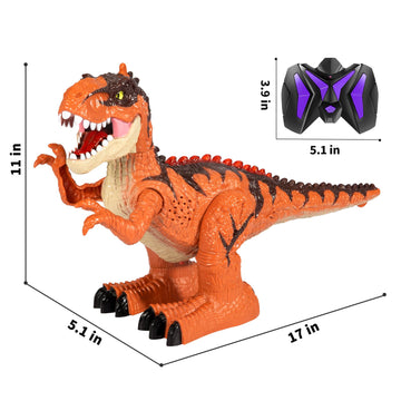 Temi Remote Control Dinosaur Toy With Simulated Flame Spray For Kids, Walking Dinosaur With Light And Sound For Boys 4-7, Electr
