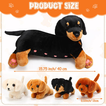 Honoson Nurturing Dog Stuffed Animal With Puppies Set Nursing Mommy Dog Plush With 4 Baby Puppies Soft Cute Dog Themed Stuffed P