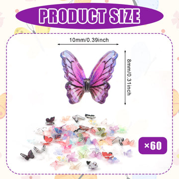 60Pcs Micro Resin Butterflies, Mini Butterflies For Crafts Miniature Tiny Butterflies Dollhouse Small Butterfly Figurines For Kids Miniature Landscapes Fairy Dollhouse (Random Colors)