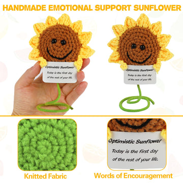Dafuriet Mini Funny Positive Potato, 3 Inch Knitted Wool Doll With Positive Card For Cheer Up Gifts And Party Decorations, Cute Wool Positive Potato Crochet Doll For Birthday Gifts (Sunflower)