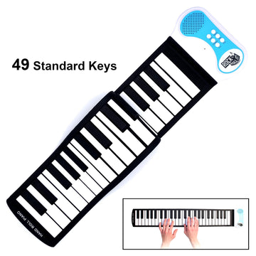 Rock And Roll It - Piano. Roll Up Flexible Classic Toy Piano Keyboard for Kids. 49 Keys Hand Roll Silicone Portable Piano Pad. F