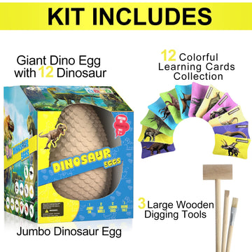 Earth'Scode Jumbo Dino Egg Excavation Dig Kit, Archeology Educational Science Stem Toy, Crafts Gift For Kids