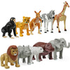 Beverly Hills Doll Collection Safari Animals Figures Set Of 10, Moveable Joints Safari Zoo Animal Toys For Toddlers, Zoo Animal Playset, Large Plastic Jungle Animal Figurines For Kids