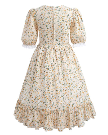 Nuoqi Prairie Dresses For Girls, Pioneer Girl Costume Girls Colonial Dress Girls 10-12, Orange Pink, X-Large