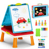 Kids Art Easel Toys, Foldable Double-Sided Tabletop Easel with Chalkboard & Whiteboard, Painting Accessories Included, Creative