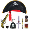 Pirate Costume Kids 8 Pcs Pirate Accessories for Kids - Halloween Pirate Theme Pretend Play Party Toys Set Dress Up Supplies with Hat decorative replica blade Eye Patch Telescope Compass Hook & Map