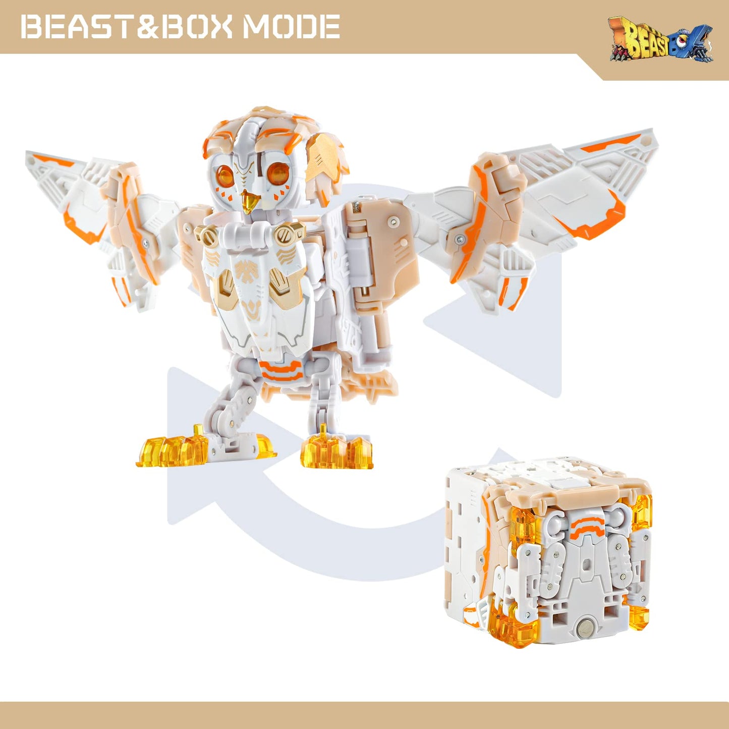 52Toys Beastbox Bb-41 Whitenoise Owl Deformation Toys Action Figure, 2/8.86Inch 2 In 1 Collectible Deformation Boy Toys For Part