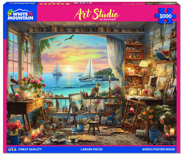White Mountain Art Studio Puzzle 1000 Piece Summer Puzzles for Adults and Families