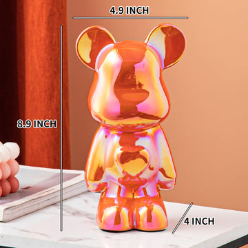 Yundu Ceramic Piggy Bank For Kids And Adults - Coin Bank For Girls And Boys - Orange Love Bear Decoration - Modern Décor, Hypebeast Room Décor - Gifts For Birthdays
