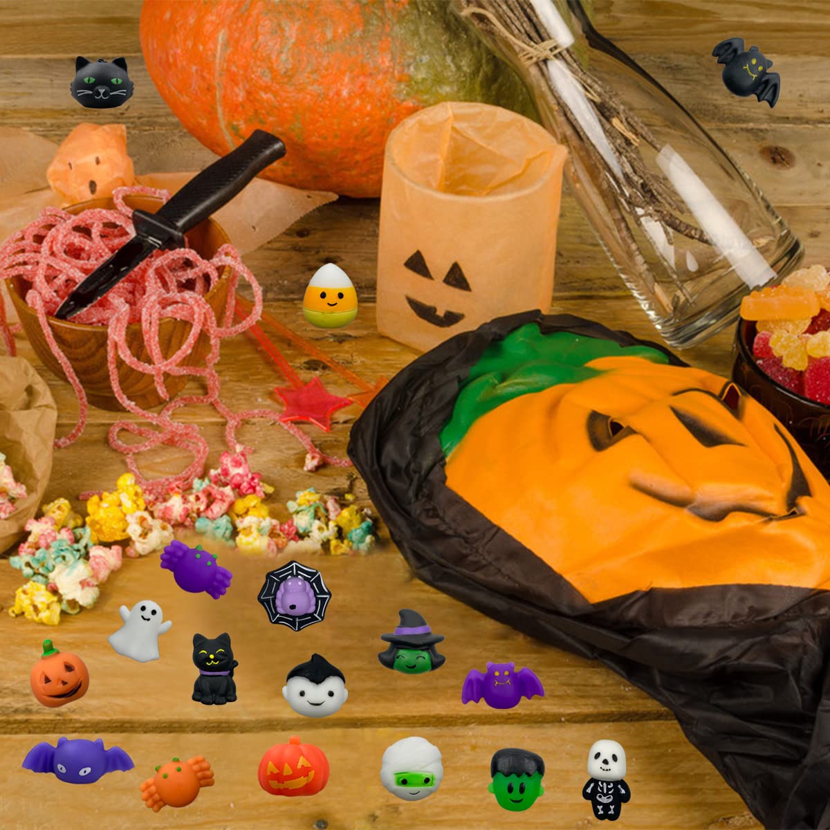 Pinkiwine 48 Pcs Halloween Mochi Squishy Toys Squishies Halloween Toys For Kids Girls Boys Halloween Party Favors Halloween Treat Bags Gifts