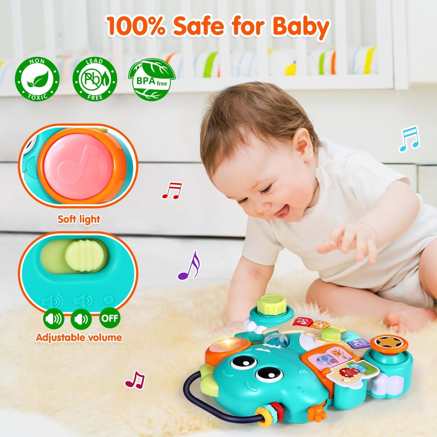 Witalent Baby Toys 6-12 Months Dinosaur Piano Music Light Up Toys For 1 Year Old Boys Girls Infant Toys For 7 8 9 10 12 18 Months Interactive Piano Keyboard Toys Baby Christmas 1St Birthday Gifts