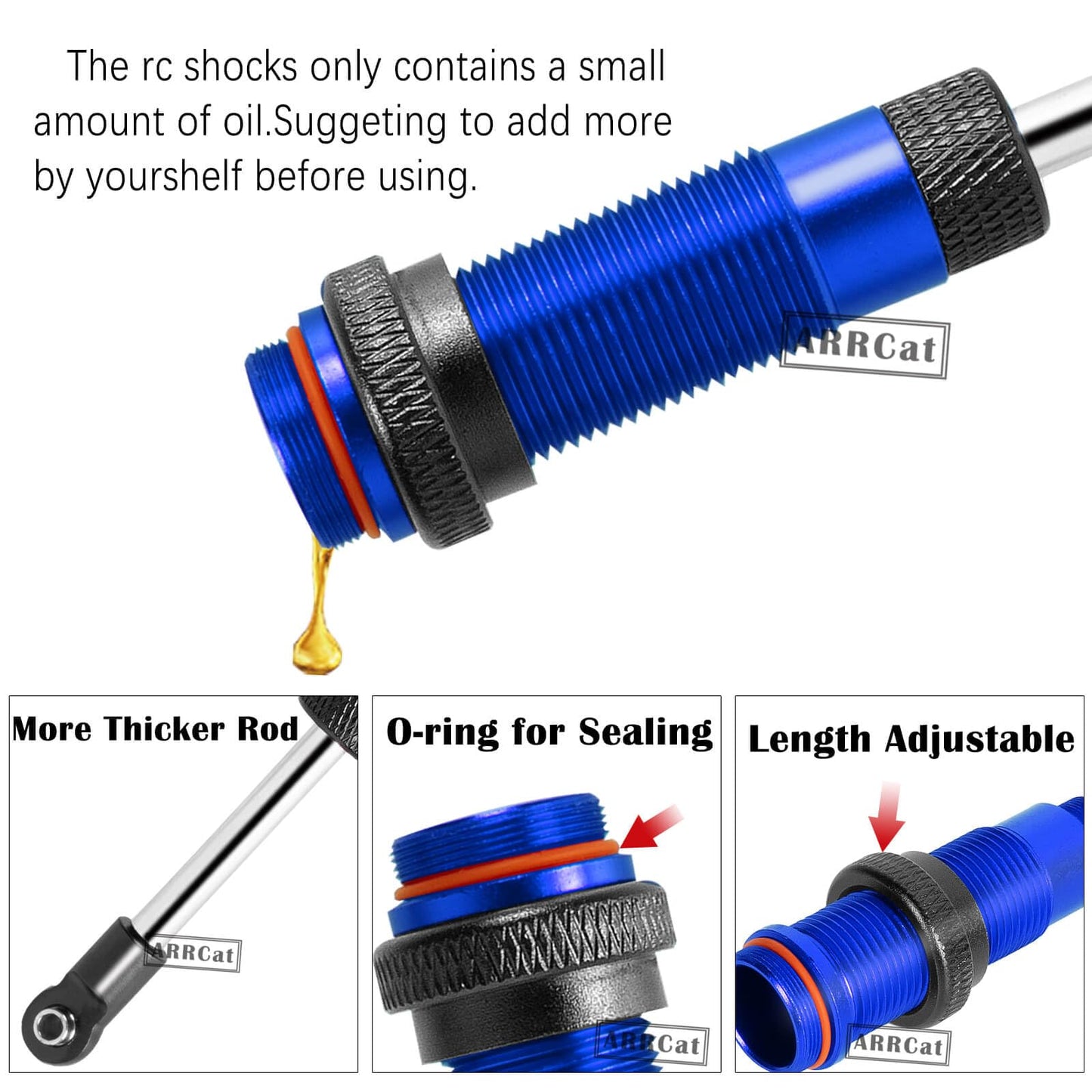 4PCS Front Rear Full Alloy Shocks RC Upgrades Parts for 1/10 Senton Granite Big Rock Vorteks 3s Blx 4X4 Mega 550,for 1/10 Kraton