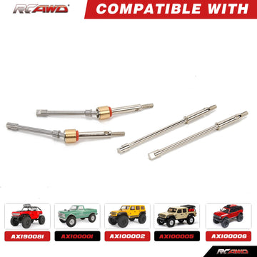 RCAWD SCX24 Lengthen CVD Drive Shaft +7mm & Wheel hex hub Set for Axial 1/24 SCX24 Driveshaft Upgrade Parts