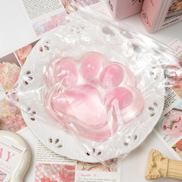 4.92 Inch Big Handmade Taba Cat Paw Squishy Toys Pink Clear Cat Paw Squeeze Toy for Stress Relief Soft Large Funny Sensory Fidget Squishies Suitable for mature-themeds Kids