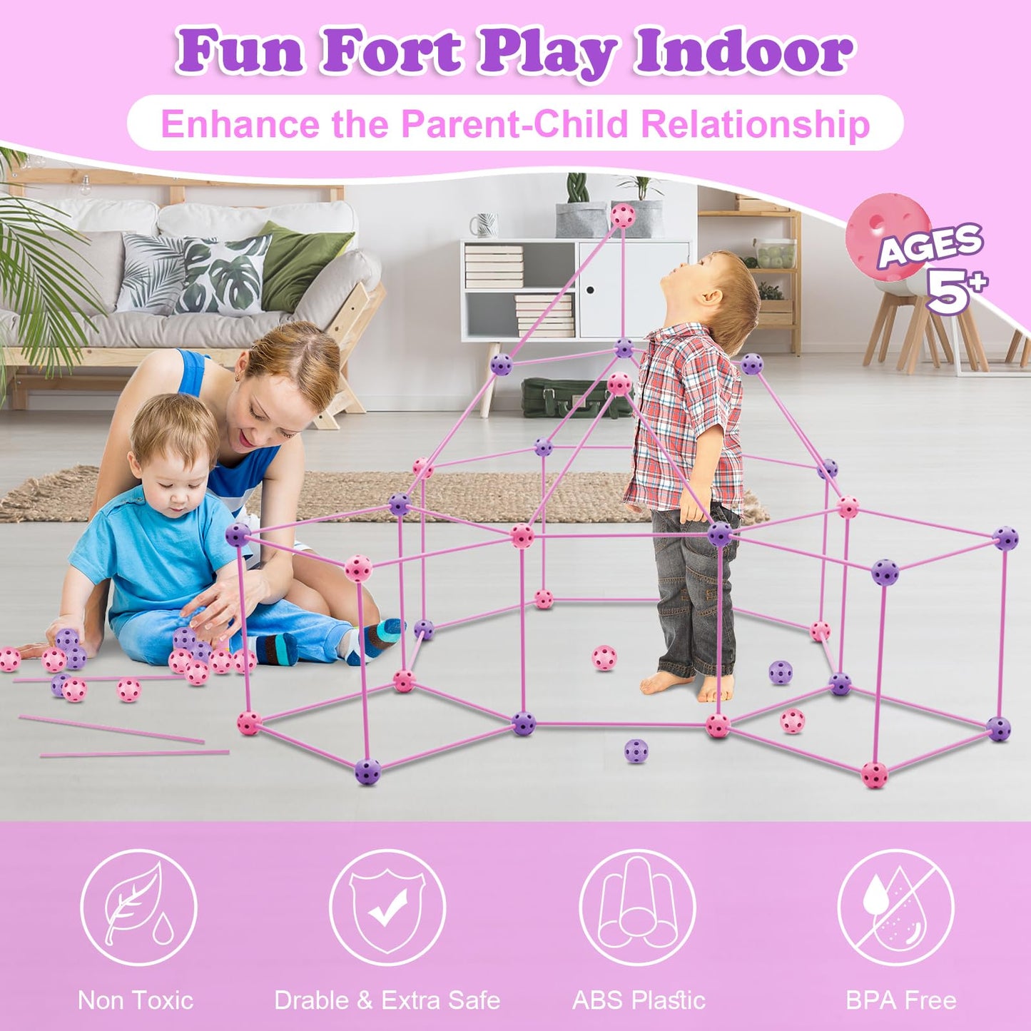 Kids Fort Building Kit 120 Pieces Construction Stem Toys For 5 6 7 8 9 10 11 12 Years Old Boys And Girls Ultimate Forts Builder