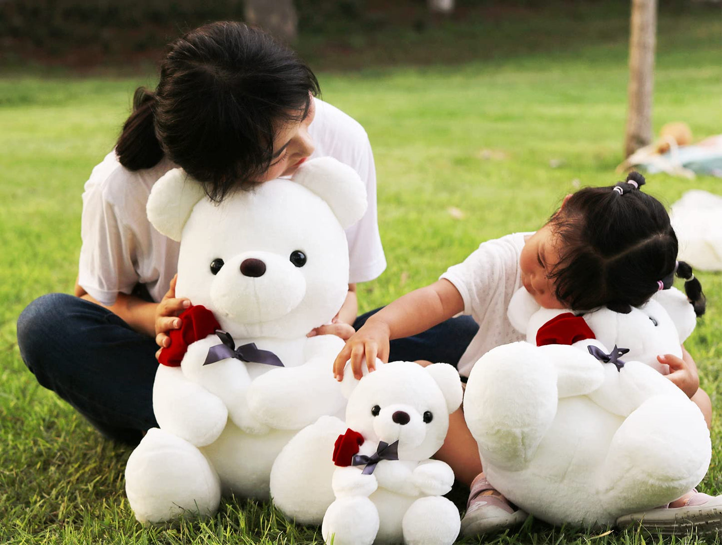 GailiMaiYa Teddy Bear Plush Stuffed Animal, 9.84 inches, White, Valentine's Day Gift for Kids & Loved Ones, Model BM-S