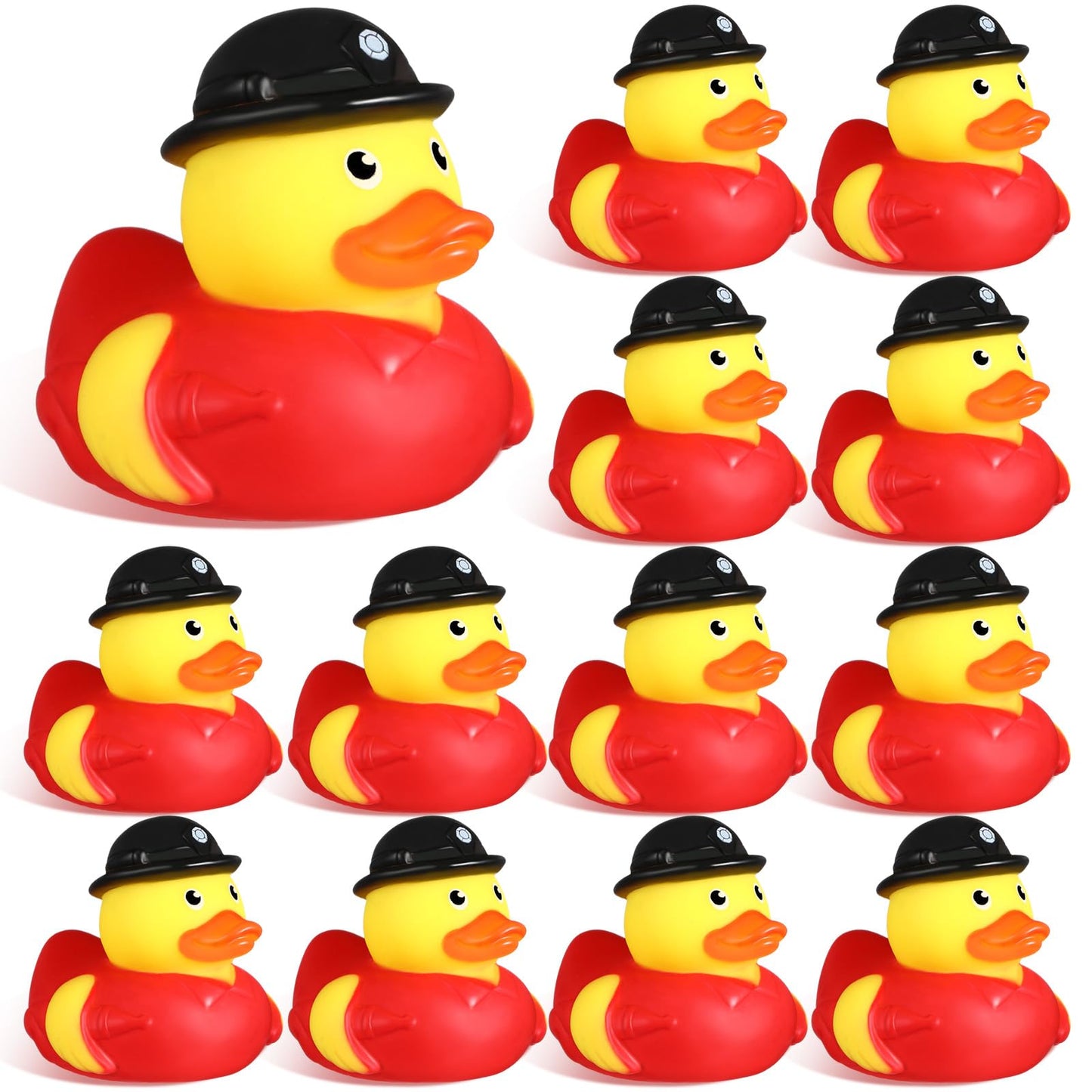 Sotiff Fireman Rubber Ducks 2 Inch Firefighter Rubber Ducks Firefighter Hero Bath Toy For Firefighter Party Favors Birthday Gifts Beach Summer Bath Tub Pool Toys (12 Pcs)
