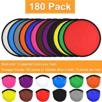 Mototo 180 Pieces Foldable Flying Disc Fans With Bag Folding Pocket Toy Set For Kids Fun Birthday Party Favors Summer Outdoor Ac