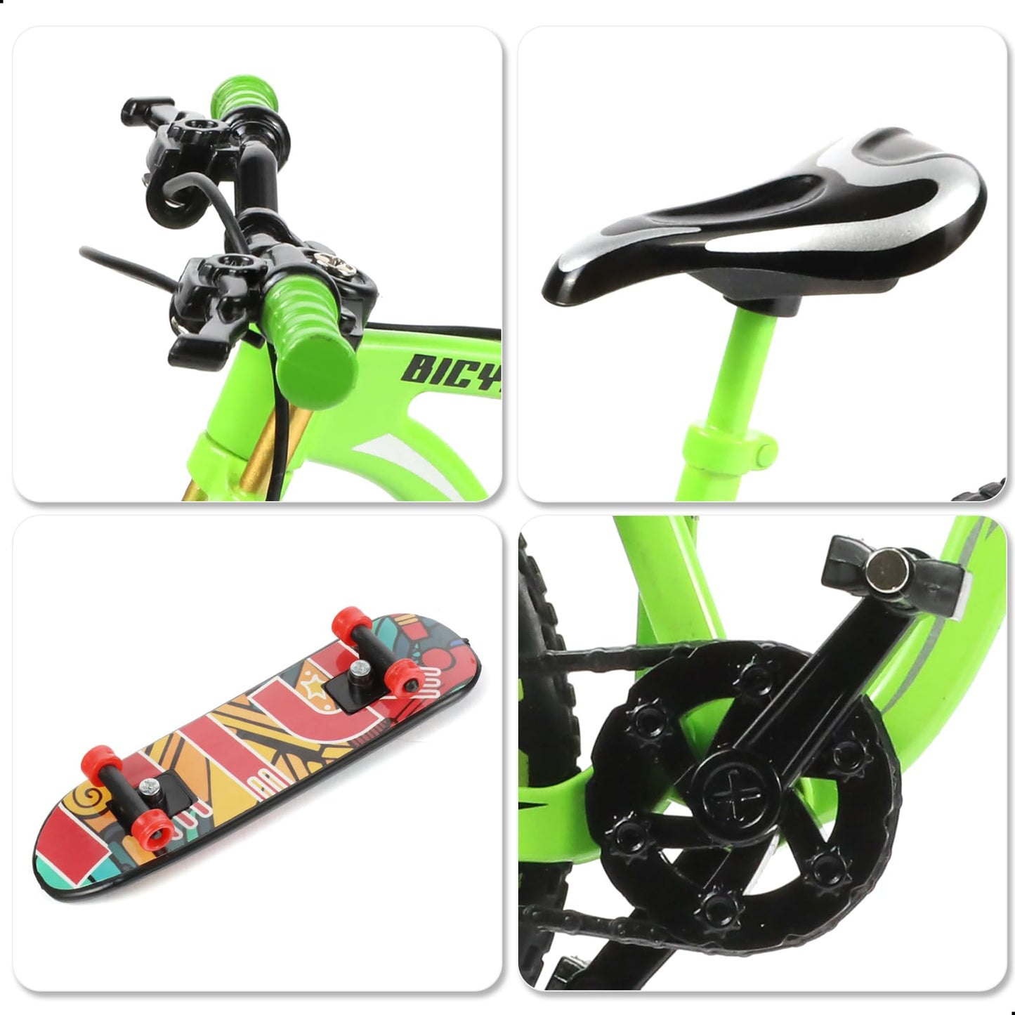 Risopen 1:8 Scale Die-Cast Alloy Mini Mountain Bike Bicycle Model Toy Finger BMX Toy Desktop Decoration Crafts for Cycling Lovers(Green)