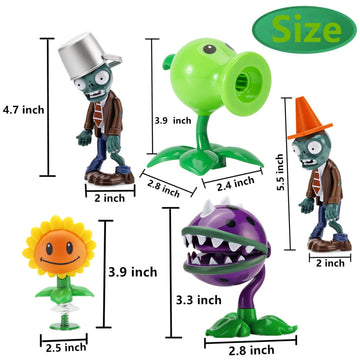 JHESAO 5 PCS Plants and Zombies Toys Action Figures Zombies PVZ Toys Set 1 2 Series Great Gifts for Kids and Fans Birthday and Christmas Party New