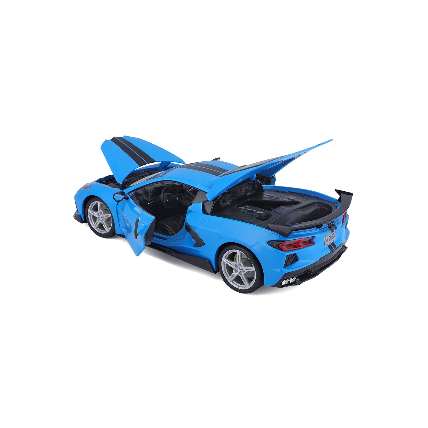 Maisto 1:18 Scale Model - 2020 Chev Corvette Stingray Z51, High-Wing, Blue, Plastic, Model 31455-00000063