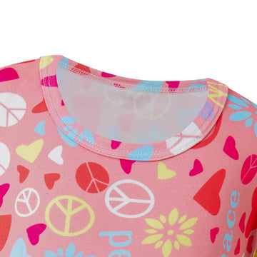 IWALUE 60s 70s Outfits Hippie Kid Girls Costume Set Disco Stylish Boho Flared Pants Accessories Set(Pink,9-10 Years)