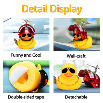 Wonuu Rubber Yellow Duck Car Ornaments Cool Duck Car Dashboard Decorations With Propeller Helmet Sunglasses (Snowflake-Yellow G)