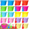 36 Pcs 6'' Sand Buckets And Shovels Bulk Small Plastic Beach Pails Shovels Sand Castle Mold Tools For Summer Beach Pool Party Fa
