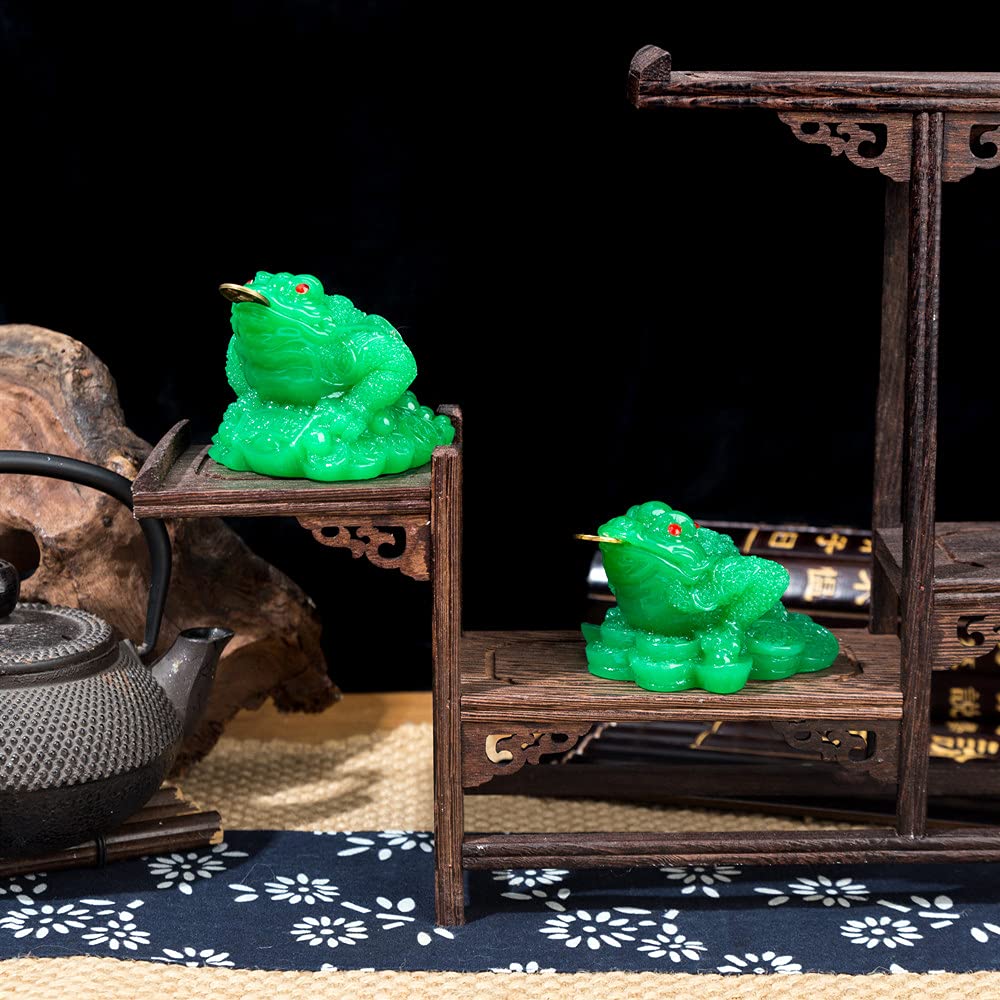 Feng Shui Money Frog, Lucky Money Toad Decorations,Ideal For Attracting Wealth (Green1)