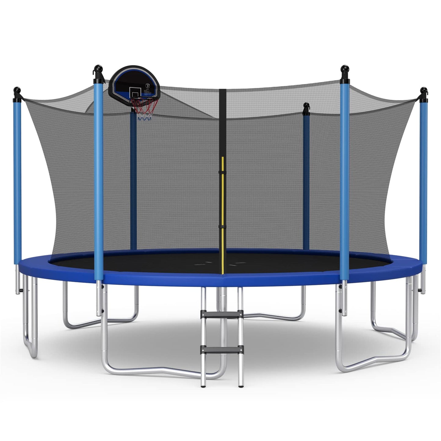Goplus Outdoor Trampoline, 12Ft 14Ft 15Ft 16Ft Astm Approved Trampoline W/Basketball Hoop, Enclosure Net, Safety Pad, Ladder, Recreational Trampoline For Kids And Adults (Internal-Net, 16 Ft)