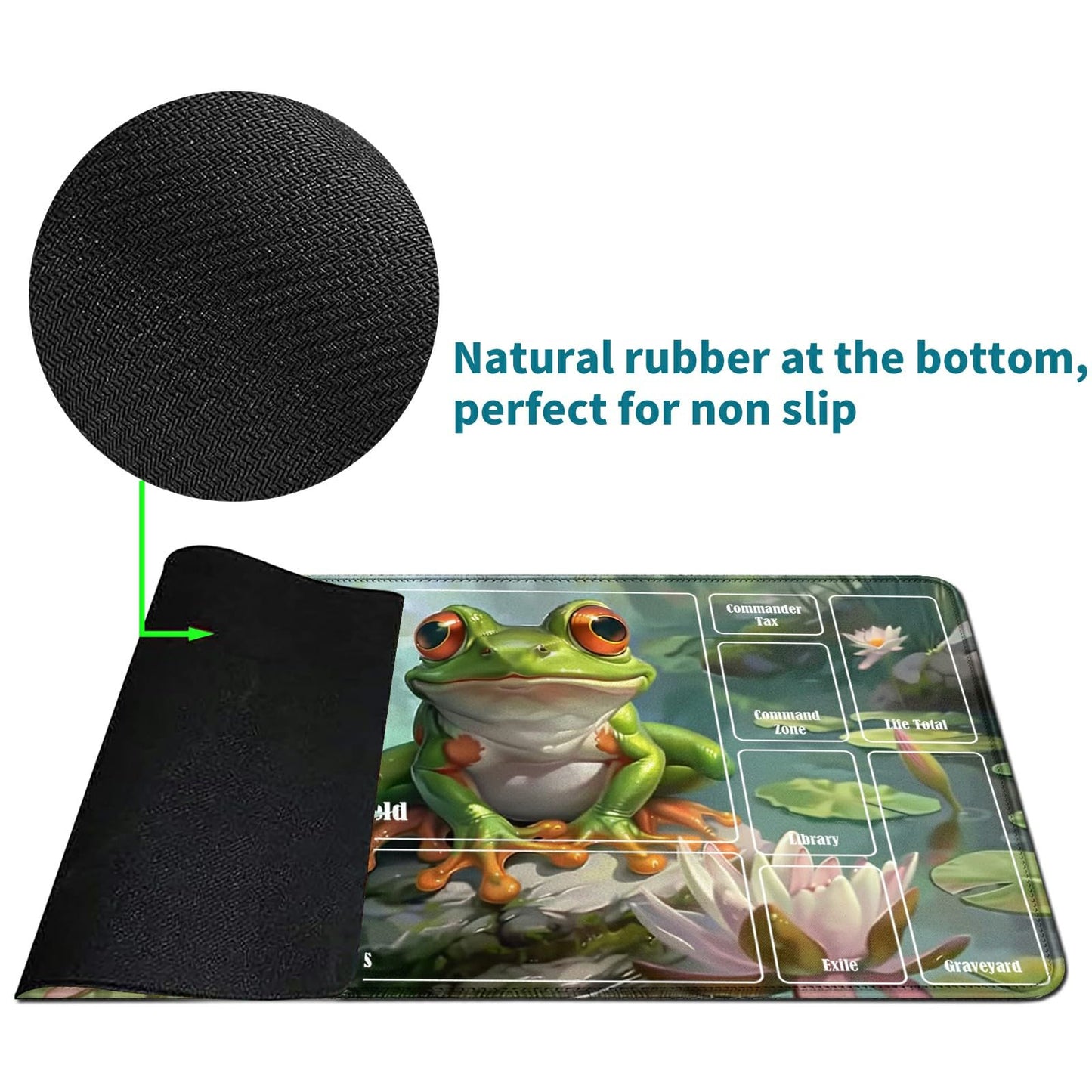 Rwutytiul Frogs Card Playmat 24 X 14 Inch With Tube Bag, Card Gameplay Playmat With Zones Commander Deck Board Mtg Rpg Ccg Tcg C