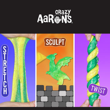 Crazy Aaron's Color Changing Putty - Magic Dragon - 4" Hypercolor - Green & Yellow - Never Dries Out - Small Size