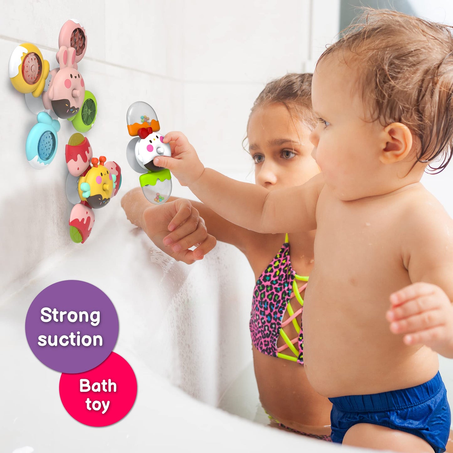 Likee Strong Suction Cup Fidget Spinnerz Sensory Bath Toys For Baby 12 18 Months Airplane Car Travel Table & Window Toys For 1 2